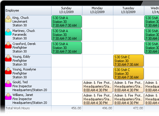 911 EMS department staff schedules.