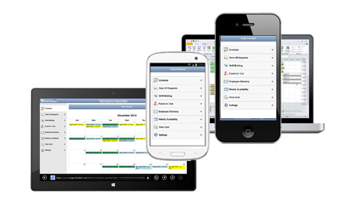 Access scheduling data via a web browser on PCs, laptops, smart phones, or mobile devices