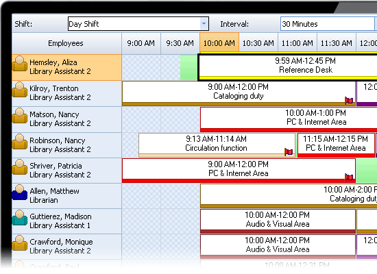 Scheduling library staff.